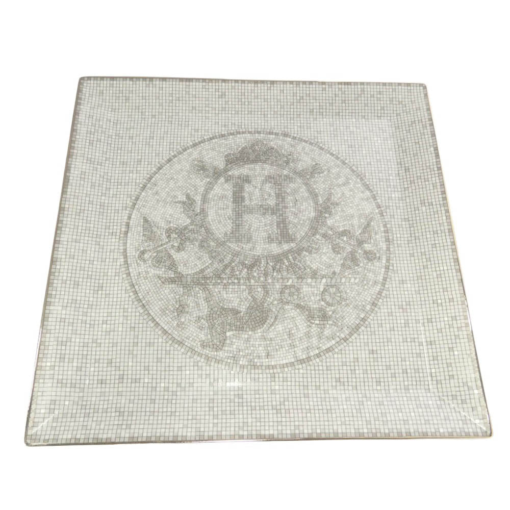 HERMES エルメス Mosaique au 24 モザイク オ 24 ブノワ=ピエール・エムリー プラチナ スクエアプレート プチカレ L23×W23 グレー系【新古品】【未使用】【中古】