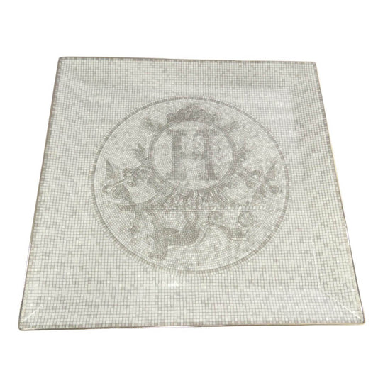 HERMES エルメス Mosaique au 24 モザイク オ 24 ブノワ=ピエール・エムリー プラチナ スクエアプレート プチカレ L23×W23 グレー系【新古品】【未使用】【中古】