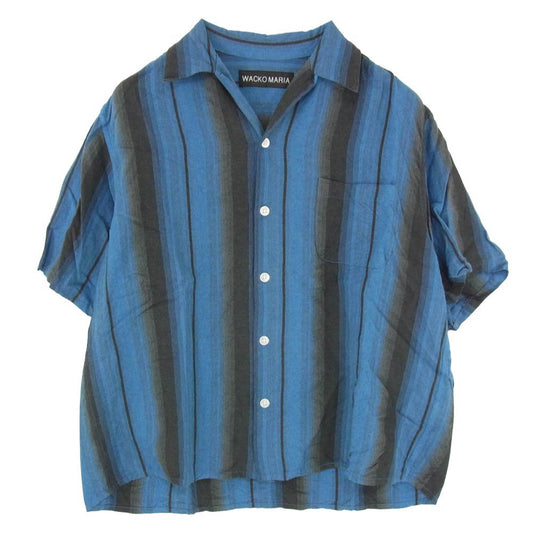 WACKO MARIA ワコマリア 26SS-WMS-OC12 OMBRE STRIPE OPEN COLLAR SHIRT S/S オンブレ ストライプ レーヨン オープンカラー 開襟 半袖 シャツ ブルー系 M【美品】【中古】