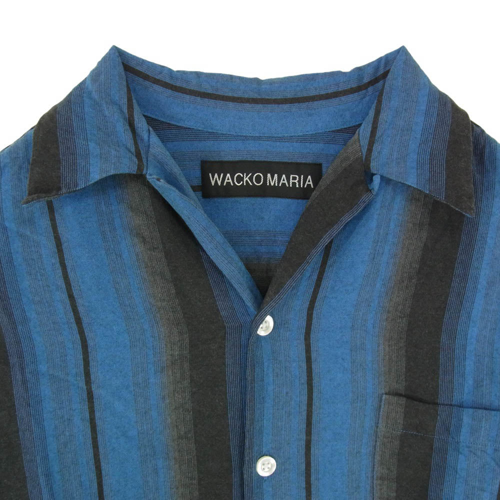 WACKO MARIA ワコマリア 26SS-WMS-OC12 OMBRE STRIPE OPEN COLLAR SHIRT S/S オンブレ ストライプ レーヨン オープンカラー 開襟 半袖 シャツ ブルー系 M【美品】【中古】