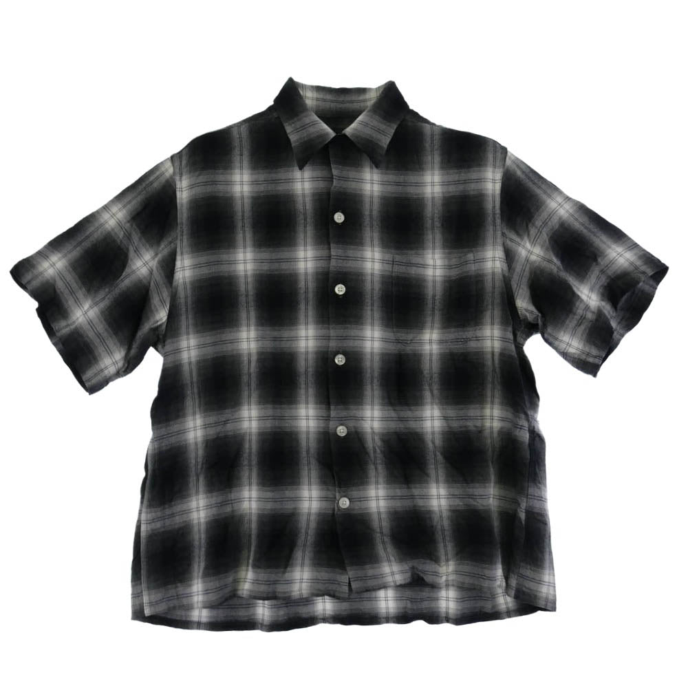 WACKO MARIA ワコマリア 26SS-WMS-OC10 OMBRE CHECK OPEN COLLAR SHIRT S/S ( TYPE-2 ) オンブレ チェック レーヨン オープンカラー 開襟 半袖 シャツ グレー グレー系 S【美品】【中古】