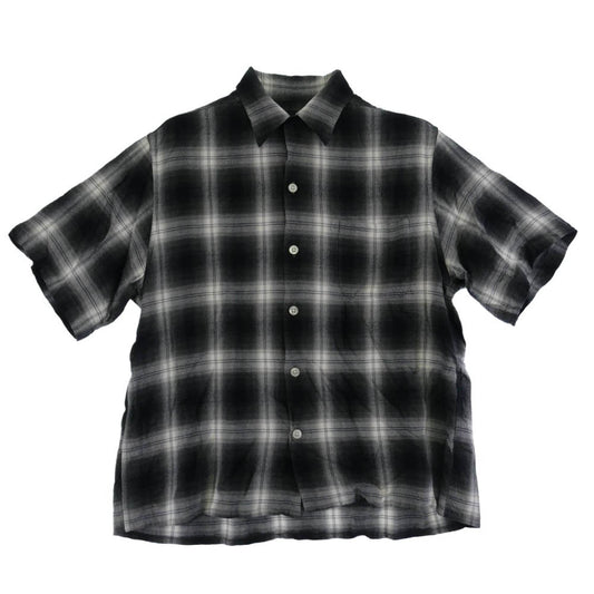 WACKO MARIA ワコマリア 26SS-WMS-OC10 OMBRE CHECK OPEN COLLAR SHIRT S/S ( TYPE-2 ) オンブレ チェック レーヨン オープンカラー 開襟 半袖 シャツ グレー グレー系 S【美品】【中古】