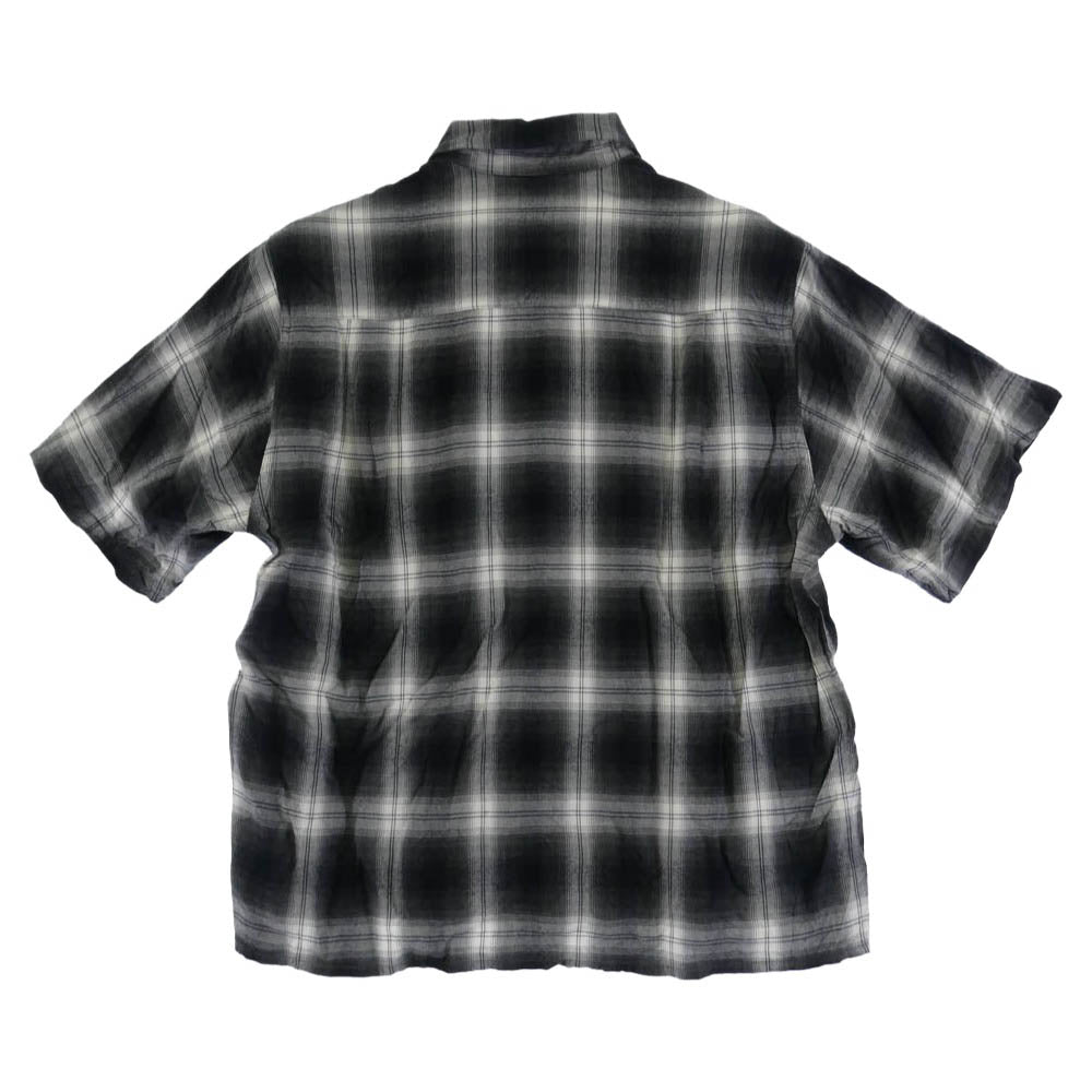 WACKO MARIA ワコマリア 26SS-WMS-OC10 OMBRE CHECK OPEN COLLAR SHIRT S/S ( TYPE-2 ) オンブレ チェック レーヨン オープンカラー 開襟 半袖 シャツ グレー グレー系 S【美品】【中古】