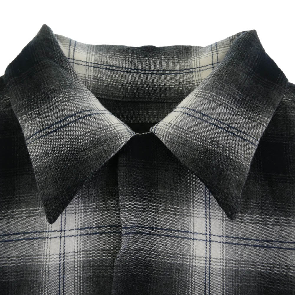 WACKO MARIA ワコマリア 26SS-WMS-OC10 OMBRE CHECK OPEN COLLAR SHIRT S/S ( TYPE-2 ) オンブレ チェック レーヨン オープンカラー 開襟 半袖 シャツ グレー グレー系 S【美品】【中古】