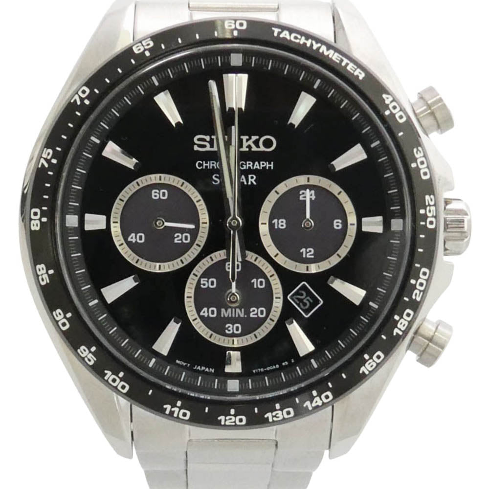 SEIKO セイコー V175-00A0 SBPY181 SEIKO SELECTION S Series セレクション シリーズ 電波 ソーラー クロノグラフ 腕時計 ウォッチ シルバー系 ブラック系【中古】