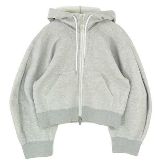Sacai サカイ 24SS 24-07394 Sponge Sweat Hoodie スポンジ スウェット ショート丈 クロップド フーディー ジップパーカー グレー系 2【中古】