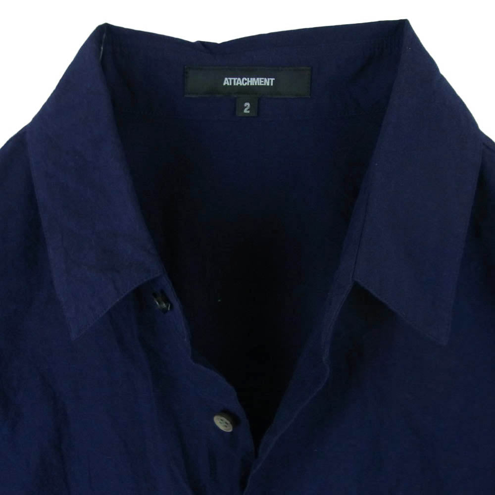 ATTACHMENT アタッチメント AS71-221 Co/Li シャンブレー ローン レギュラー カラー シャツ 長袖 ダークネイビー系 2【中古】