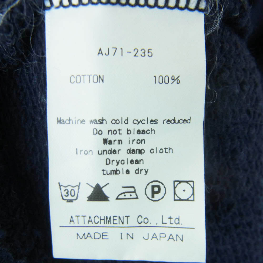 ATTACHMENT アタッチメント AJ71-235 スウィンギザ裏毛 プルオーバー パーカー 日本製 ダークネイビー系 2【中古】
