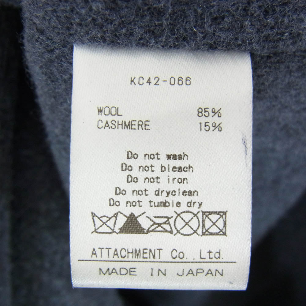 KAZUYUKI KUMAGAI ATTACHMENT カズユキクマガイアタッチメント KC42-066 ピグメント染カシミヤ混ウール天竺 ロングジャケット ニットコート グレー系 1【中古】