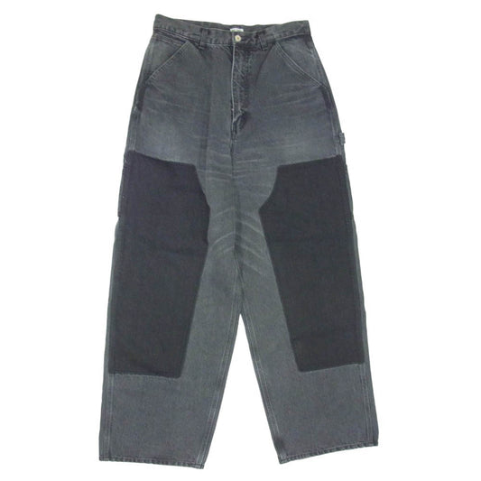 アンスクリア 25AW ID-PT51 Double Knee ブラック デニム ダブルニーパンツ ブラック系 34【中古】