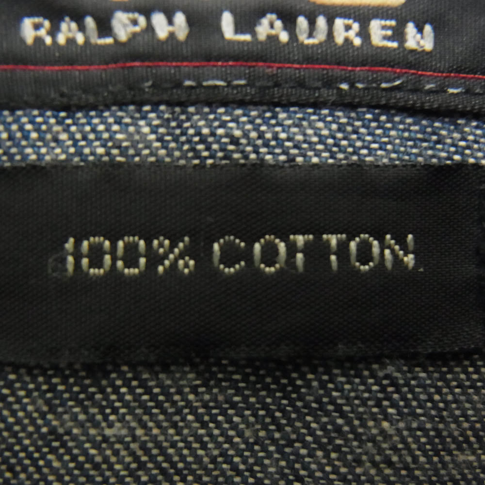 RRL ダブルアールエル リペア加工 MONTANA デニム 長袖 ロングスリーブ ウエスタン シャツ インディゴブルー系 3【中古】