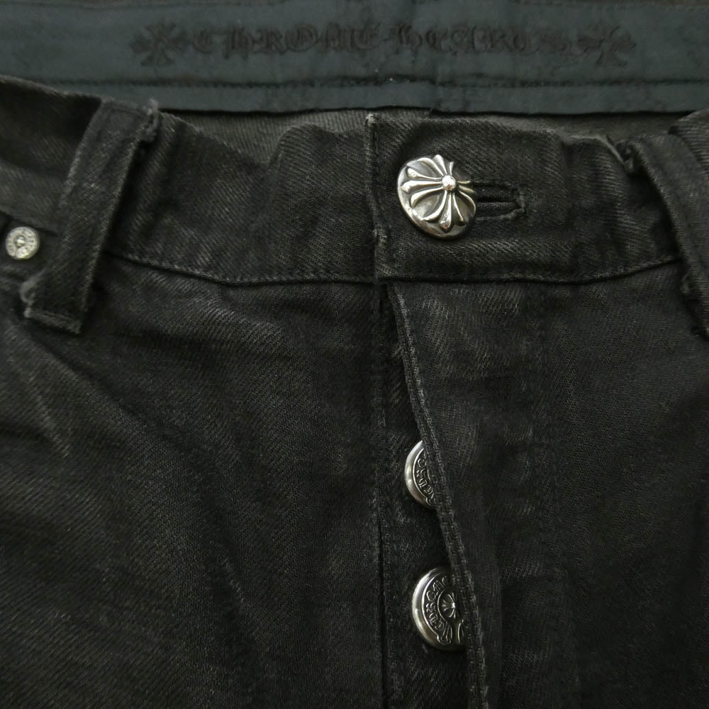 CHROME HEARTS クロムハーツ（原本無） スクロールラベル CHプラス ホースシュー クロス ボタンフライ ブラック デニム パンツ ブラック系【中古】
