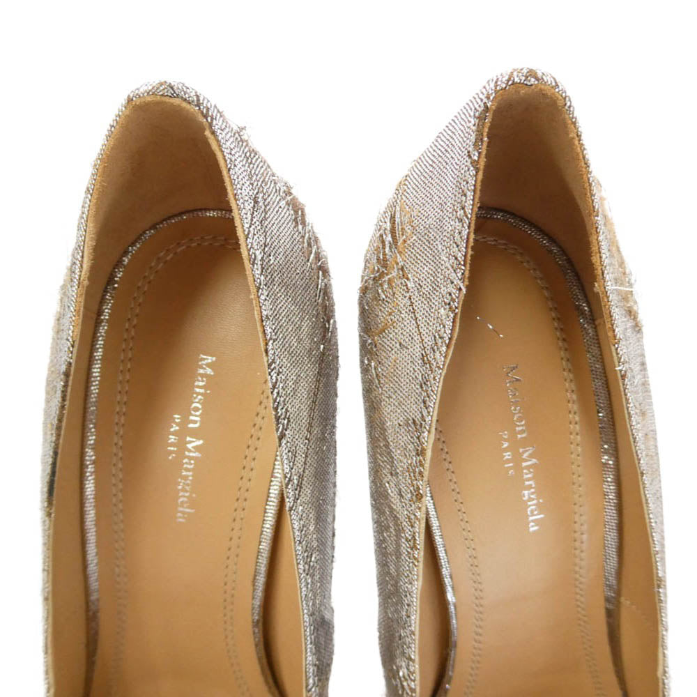 MAISON MARGIELA メゾンマルジェラ S588WL0234 BLEACH ブリーチ加工 ダメージ加工 ポインテッドトゥ ヒール パンプス シルバー系 38【極上美品】【中古】
