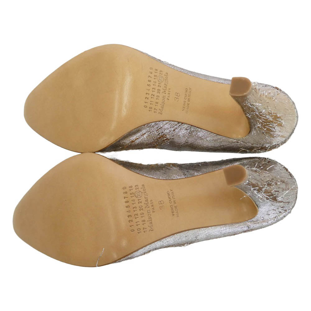 MAISON MARGIELA メゾンマルジェラ S588WL0234 BLEACH ブリーチ加工 ダメージ加工 ポインテッドトゥ ヒール パンプス シルバー系 38【極上美品】【中古】