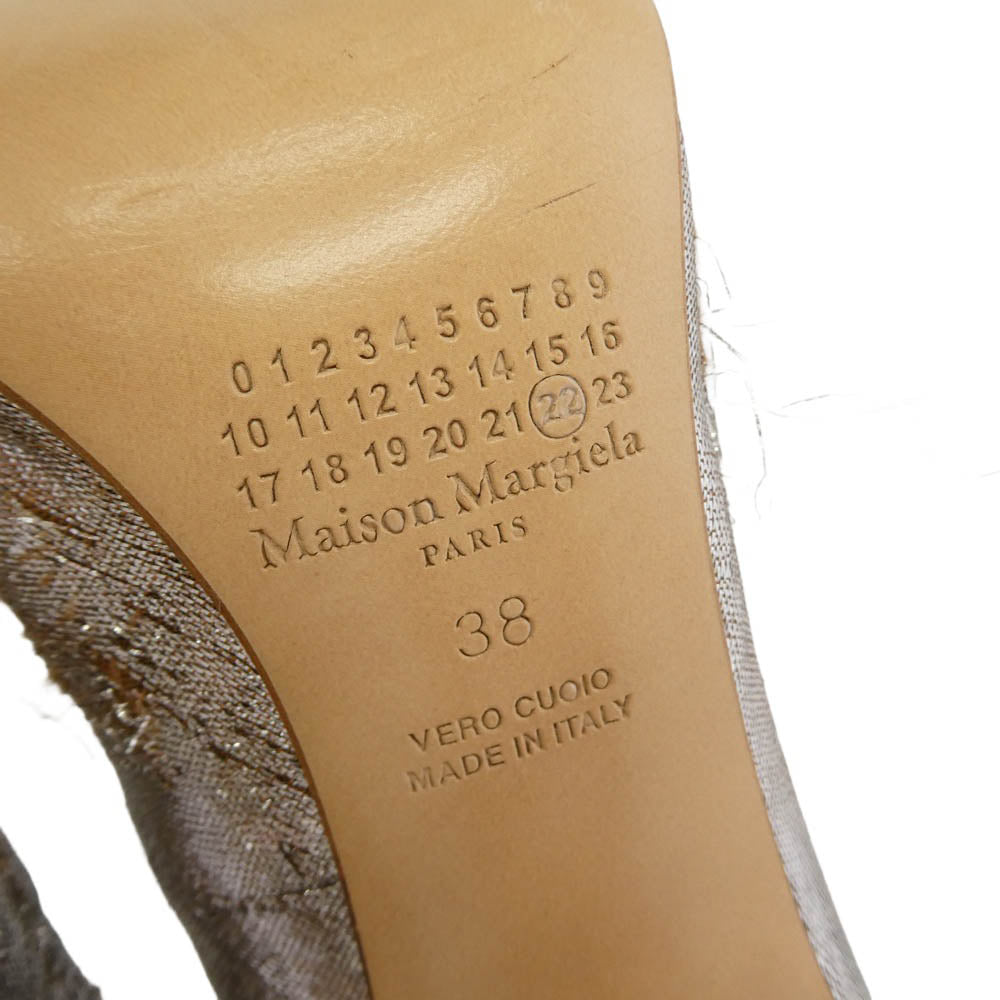 MAISON MARGIELA メゾンマルジェラ S588WL0234 BLEACH ブリーチ加工 ダメージ加工 ポインテッドトゥ ヒール パンプス シルバー系 38【極上美品】【中古】