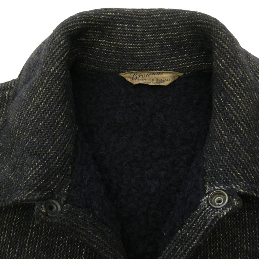 BROWNS'S BEACH ブラウンズビーチ 1940s ヴィンテージ オリジナル 1940年代 三角白タグ BEACH JACKET ビーチ ジャケット ブラック系【中古】