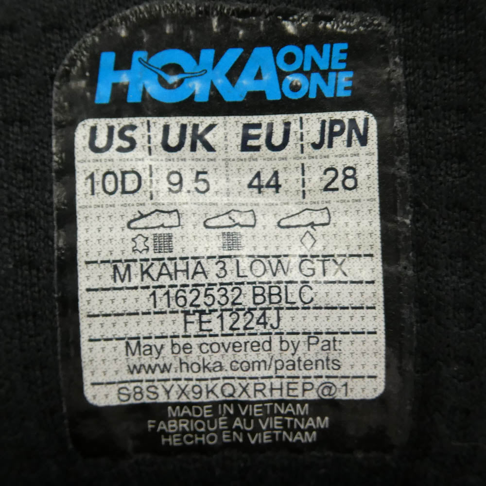 HOKA ONE ONE ホカ オネオネ 1162532 KAHA 3 LOW GTX カハ 3 ロー ゴアテックス スニーカー ブラック系 28cm【中古】