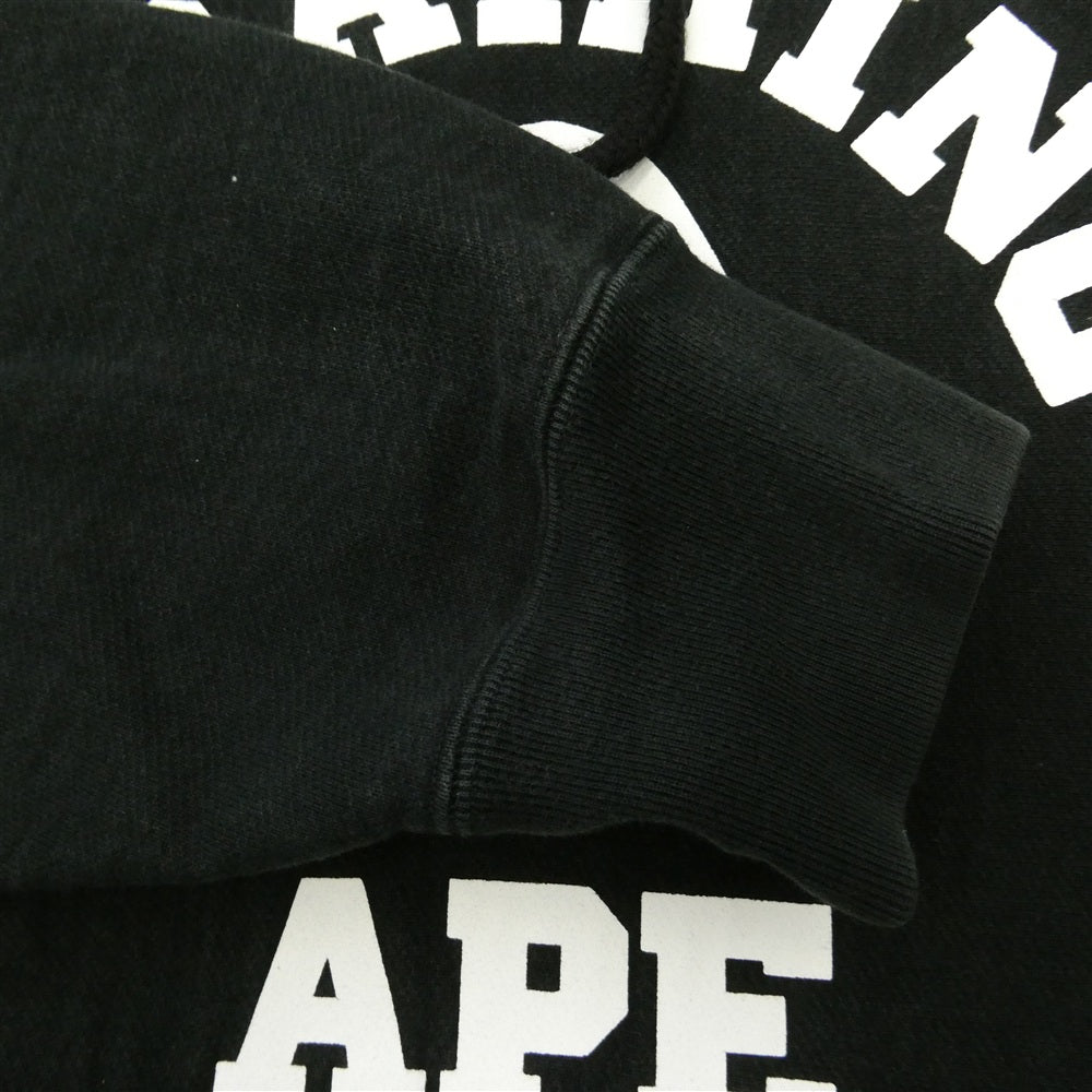 A BATHING APE アベイシングエイプ 001PPG301002X Relaxed Classic College Pullover Hoody リラックス クラシック カレッジ プルオーバー フーディー パーカー ブラック系 XXL【中古】