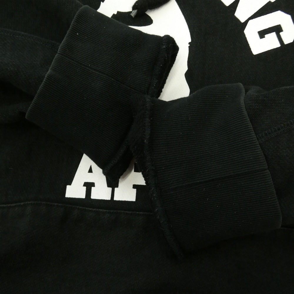 A BATHING APE アベイシングエイプ 001PPG301002X Relaxed Classic College Pullover Hoody リラックス クラシック カレッジ プルオーバー フーディー パーカー ブラック系 XXL【中古】
