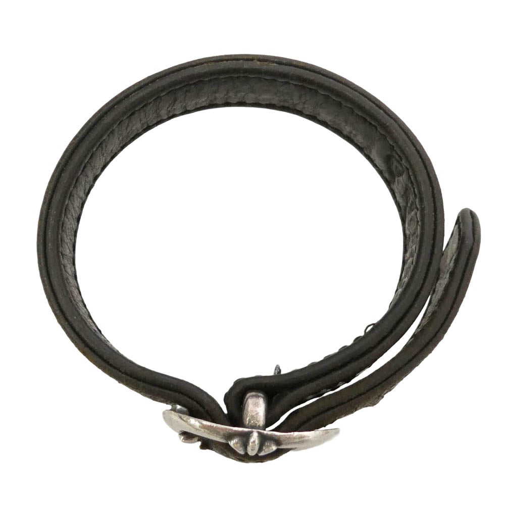 CHROME HEARTS クロムハーツ（原本無） GUNSLINGER ガンスリンガー レザー ブレスレット ブラック系 11【中古】