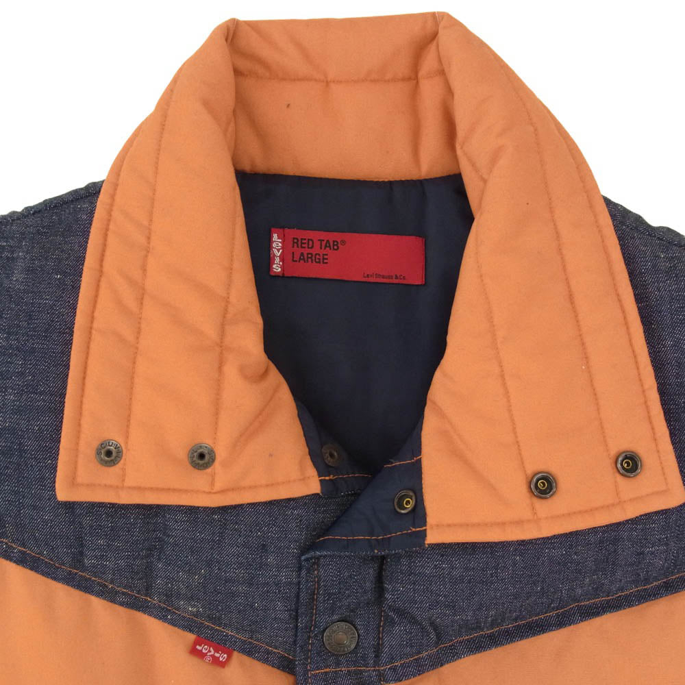 Levi's リーバイス RED TAB レッド タブ デニム切替 ダウン ベスト オレンジ系 L【中古】