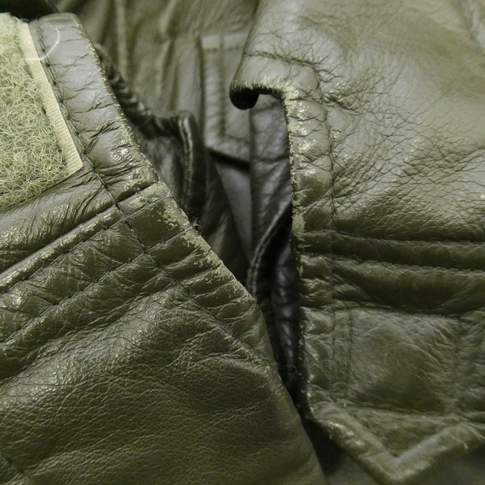 A BATHING APE アベイシングエイプ 90s OLD 初期タグ カウハイド M-65 レザーダウンジャケット グリーン系 L【中古】