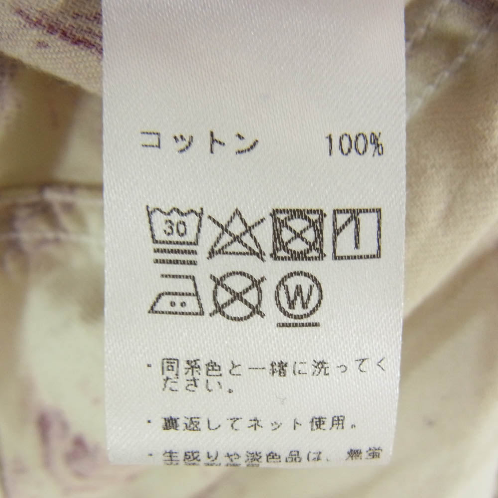 ギットマンブラザーズ USA製 総柄 ボタンダウン コットン 総柄 長袖 ロングスリーブ プルオーバー シャツ エンジ系 S【中古】