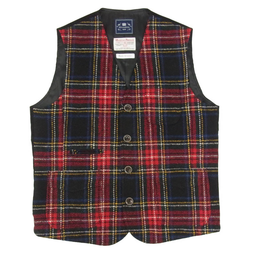 ミツミネ Harris Tweed ハリスツイード ジレ ベスト タータンチェック マルチカラー系 L【中古】