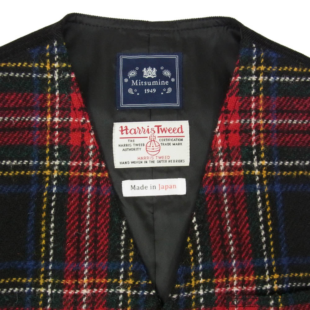 ミツミネ Harris Tweed ハリスツイード ジレ ベスト タータンチェック マルチカラー系 L【中古】