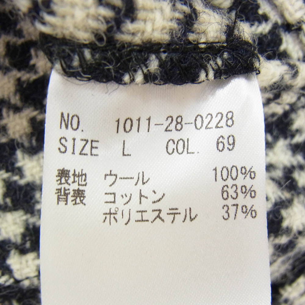 ミツミネ Harris Tweed ハリスツイード ジレ ベスト ハウンドトゥース 千鳥格子 ネイビー系 L【中古】