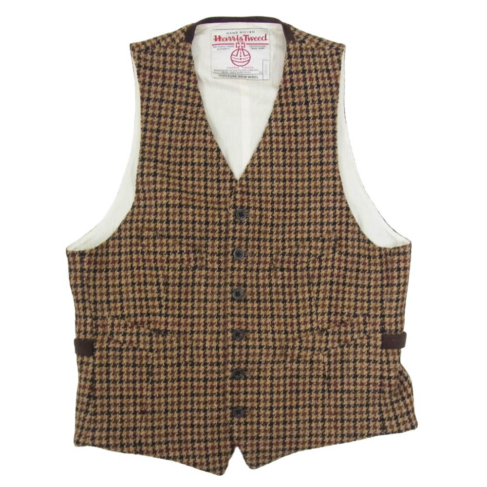 BEAMS ビームス 38-19-0017-803 BEAMS+ ビームスプラス Waistcoat Harris Tweed ハリスツイード ウエストコート ジレ ベスト ブラウン系 M【中古】
