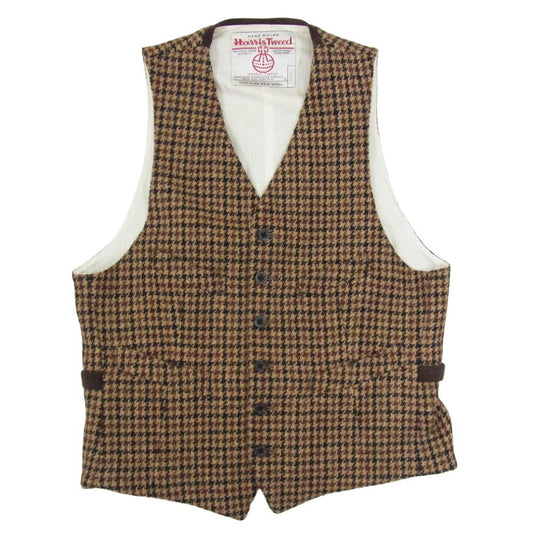 BEAMS ビームス 38-19-0017-803 BEAMS+ ビームスプラス Waistcoat Harris Tweed ハリスツイード ウエストコート ジレ ベスト ブラウン系 M【中古】
