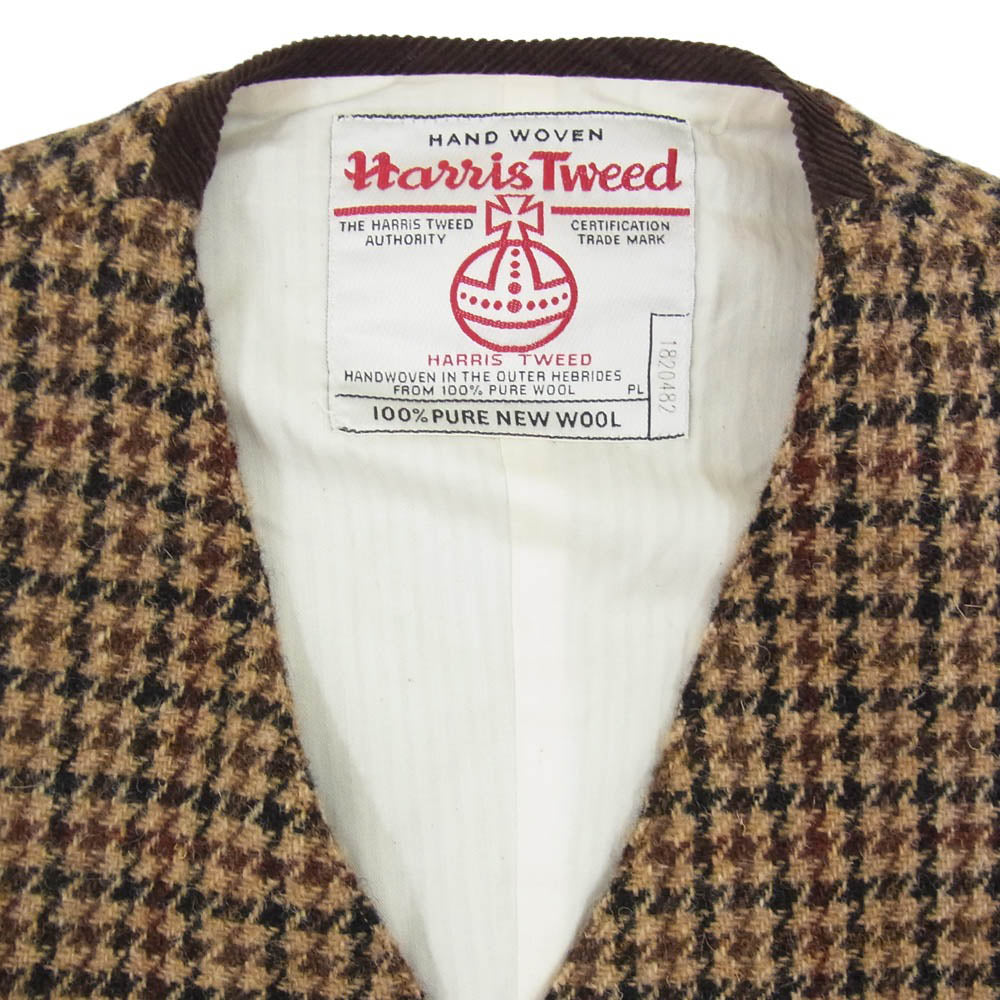 BEAMS ビームス 38-19-0017-803 BEAMS+ ビームスプラス Waistcoat Harris Tweed ハリスツイード ウエストコート ジレ ベスト ブラウン系 M【中古】