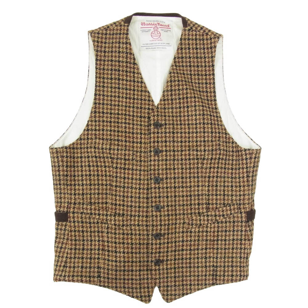 BEAMS ビームス 38-19-0017-803 BEAMS+ ビームスプラス Waistcoat Harris Tweed ハリスツイード ウエストコート ジレ ベスト ブラウン系 L【中古】
