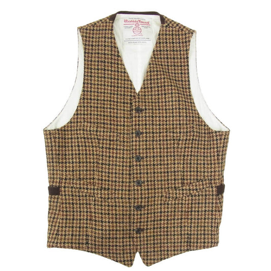 BEAMS ビームス 38-19-0017-803 BEAMS+ ビームスプラス Waistcoat Harris Tweed ハリスツイード ウエストコート ジレ ベスト ブラウン系 L【中古】
