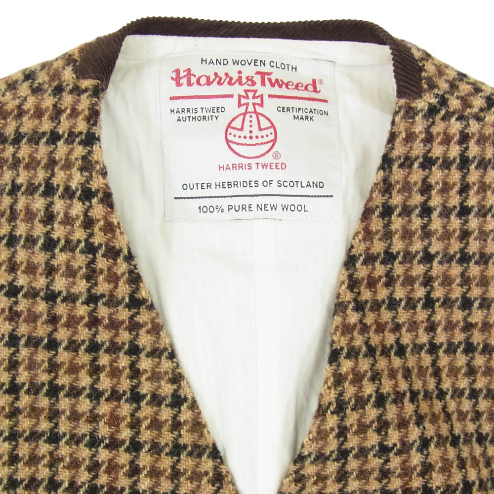 BEAMS ビームス 38-19-0017-803 BEAMS+ ビームスプラス Waistcoat Harris Tweed ハリスツイード ウエストコート ジレ ベスト ブラウン系 L【中古】