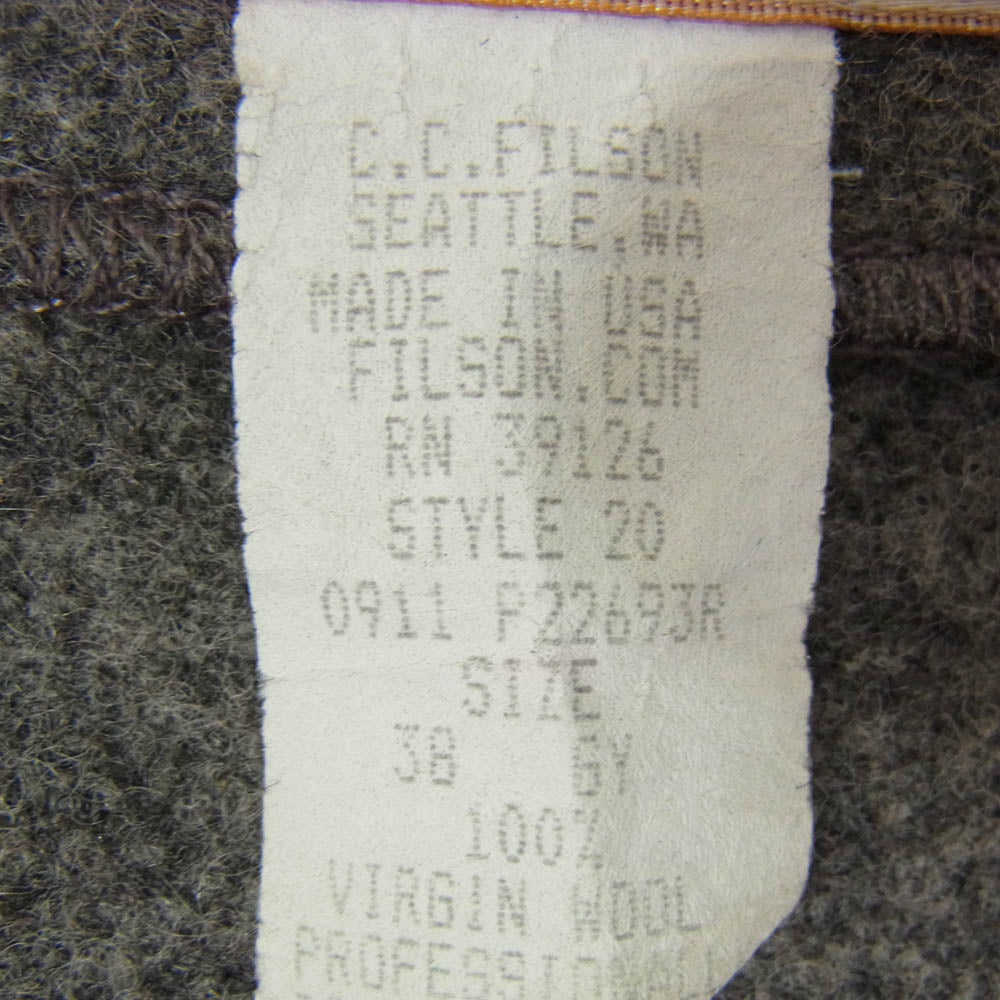 FILSON フィルソン USA製 MACKINAW WOOL VEST ウール マッキーノ ベスト グレー系 38【中古】
