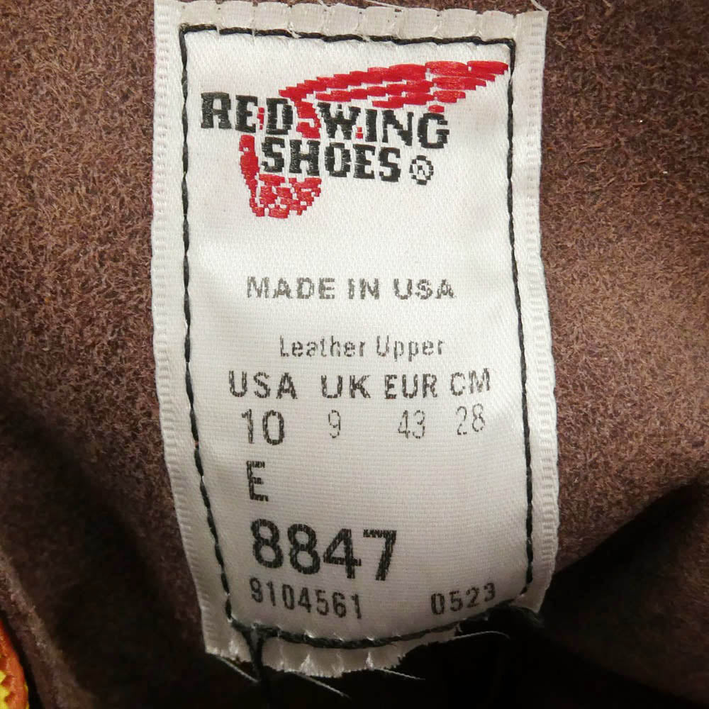 RED WING レッドウィング 8847 6-inch Classic Moc 6インチ クラシックモックトゥ ワークブーツ ブラウン系 US10E【極上美品】【中古】