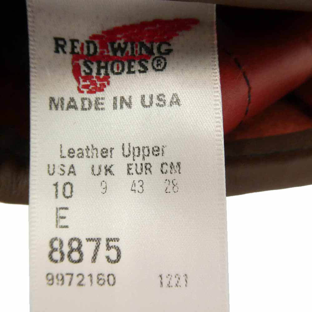 RED WING レッドウィング 8875 四角犬タグ 6-inch Classic Moc 6インチ クラシックモックトゥ ワークブーツ オロラセット ポーテージ ブラウン系 US10E【極上美品】【中古】