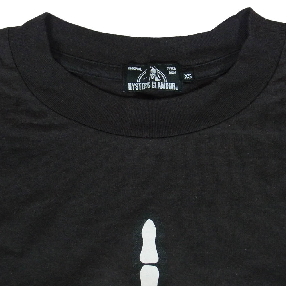 HYSTERIC GLAMOUR ヒステリックグラマー 02173CL09 H SKELETON プリント 長袖 Tシャツ チャコール系 XS【中古】