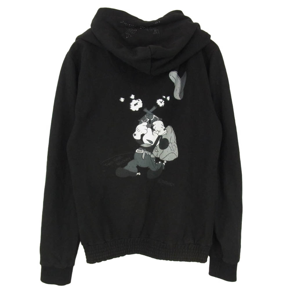 ROAR ロアー ROEN ロエン Disney ディズニー × roen × Disney mickey ロアー ディズニー ミッキーマウス プリント ドクロ 二丁拳銃 ストーン ジップアップ パーカー フーディー ブラック系 M【中古】