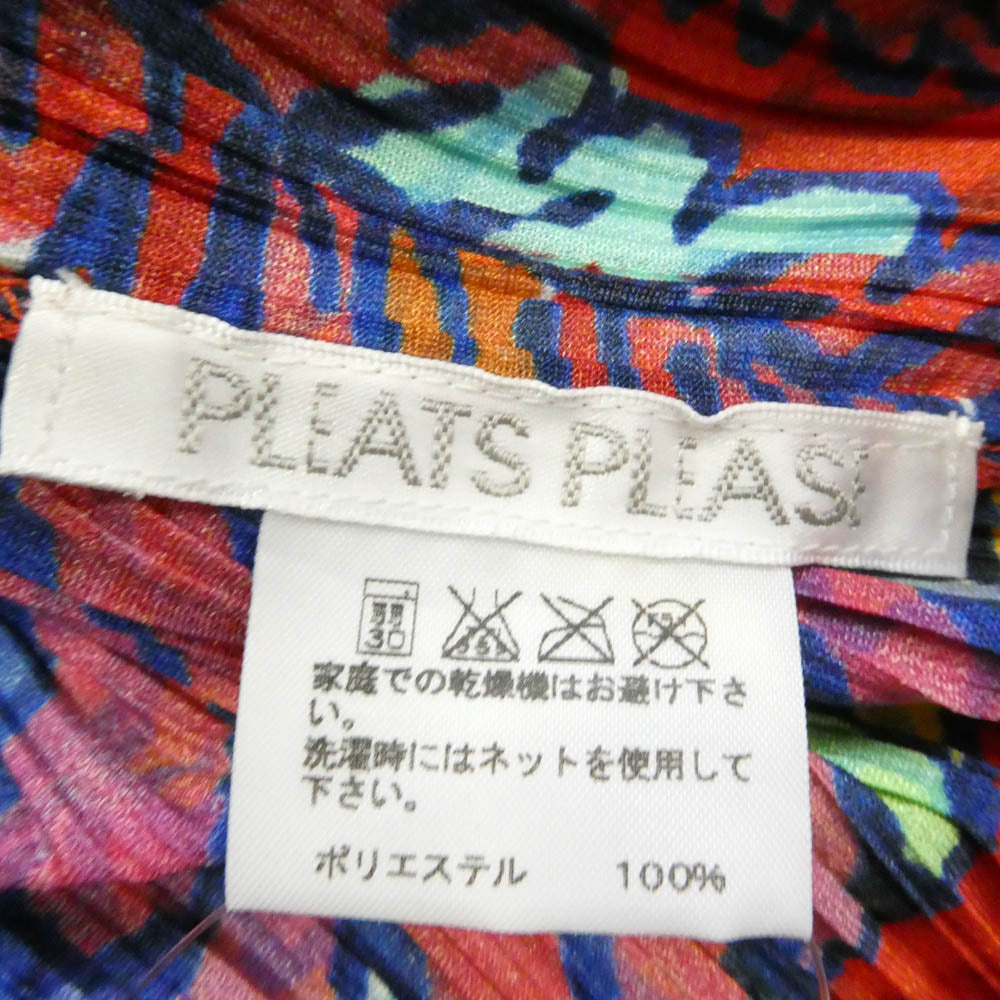 PLEATS PLEASE プリーツプリーズ イッセイミヤケ PP81-JK651 プリーツ加工 総柄 半袖 カットソー レッド系 3【中古】
