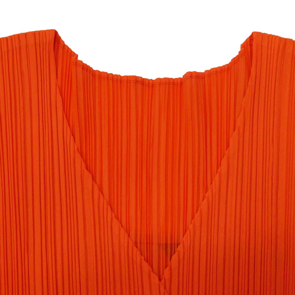 PLEATS PLEASE プリーツプリーズ イッセイミヤケ PP83-JE504 プリーツ加工 Wash ウォッシュ ペースト プリント ベスト オレンジ系 3【中古】