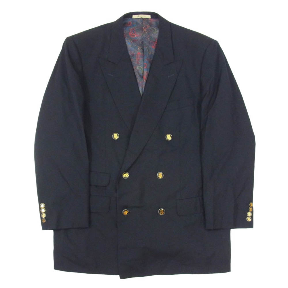 Aquascutum アクアスキュータム 裏地ペイズリー ダブル テーラード ジャケット ネイビー系 100-90-180【中古】