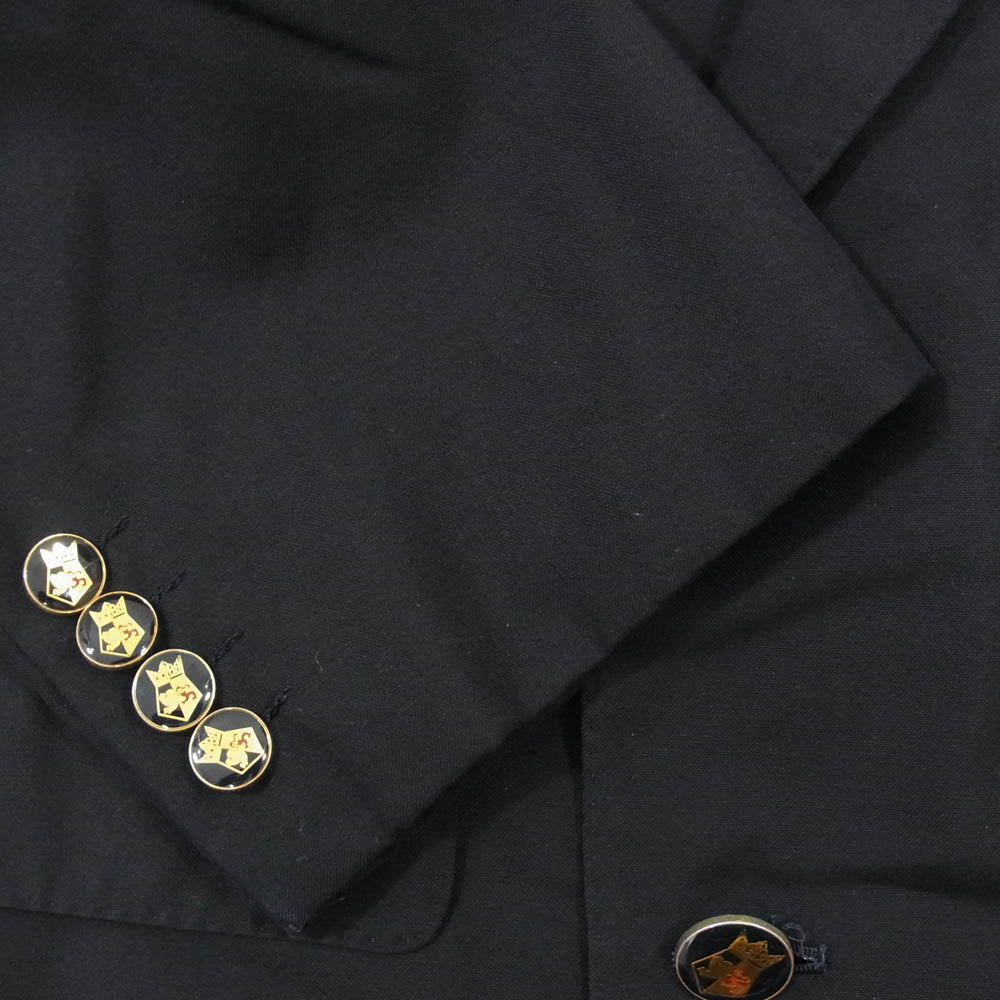 Aquascutum アクアスキュータム 裏地ペイズリー ダブル テーラード ジャケット ネイビー系 100-90-180【中古】