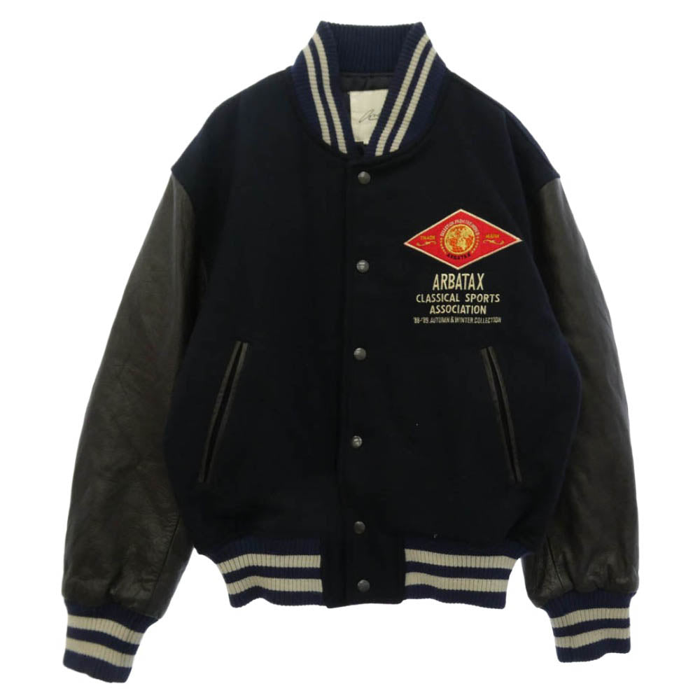 アルバタックス Varsity Jacket 袖レザー スタジアムジャケット スタジャン アワード ジャケット ネイビー系 ブラウン系 FREE【中古】