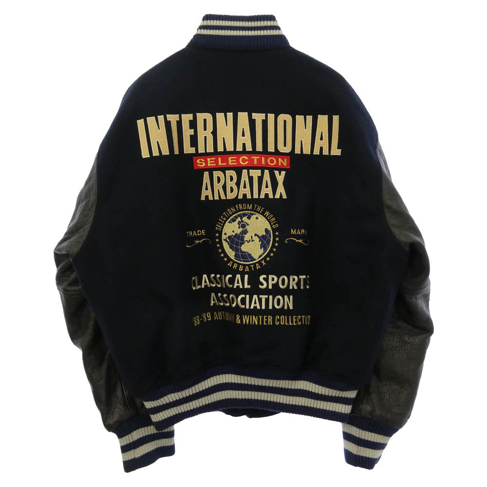 アルバタックス Varsity Jacket 袖レザー スタジアムジャケット スタジャン アワード ジャケット ネイビー系 ブラウン系 FREE【中古】