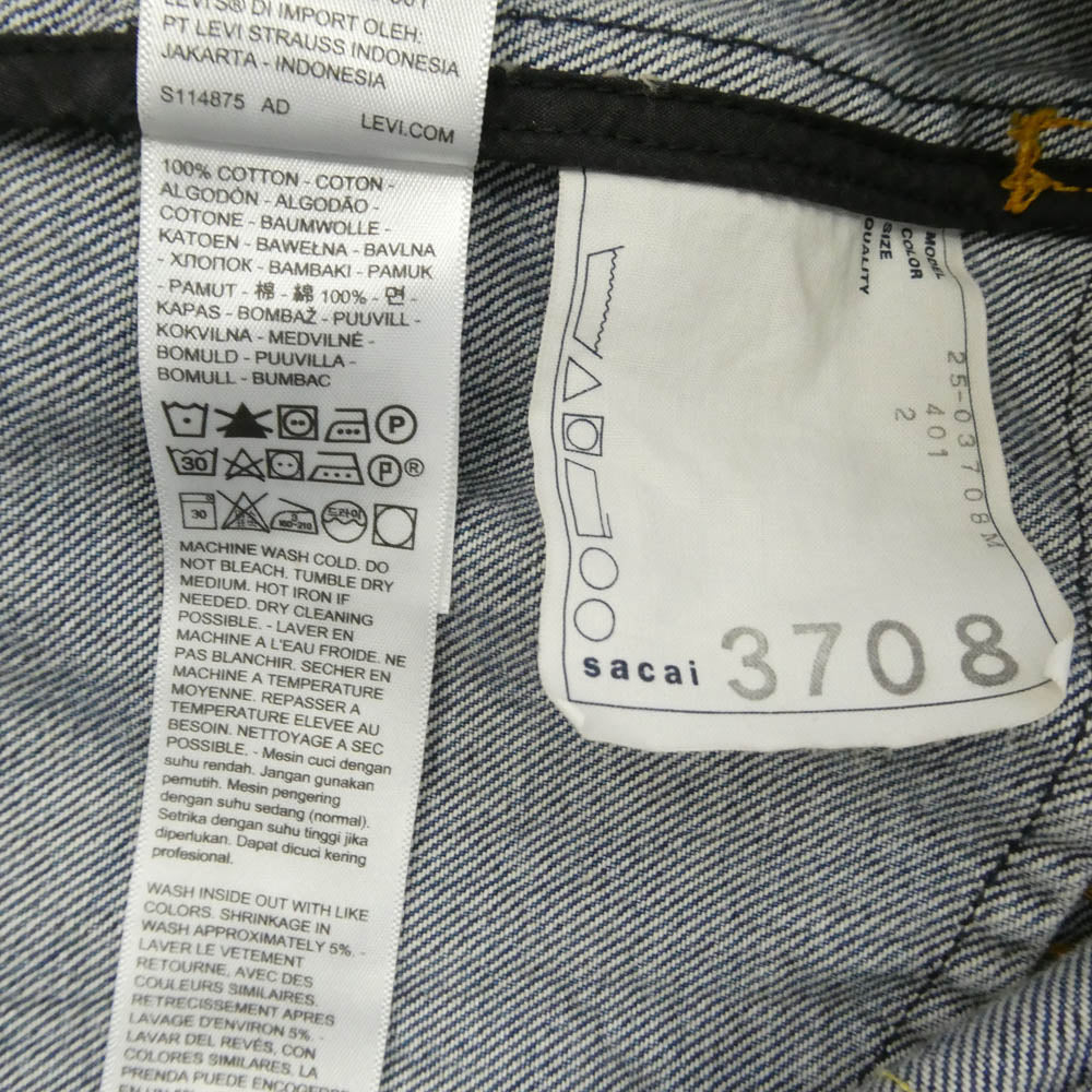 Sacai サカイ Levi's リーバイス 25SS 25-03708M x Levi's Denim Jacket ドッキング デニム トラッカー ジャケット インディゴブルー系 M【中古】