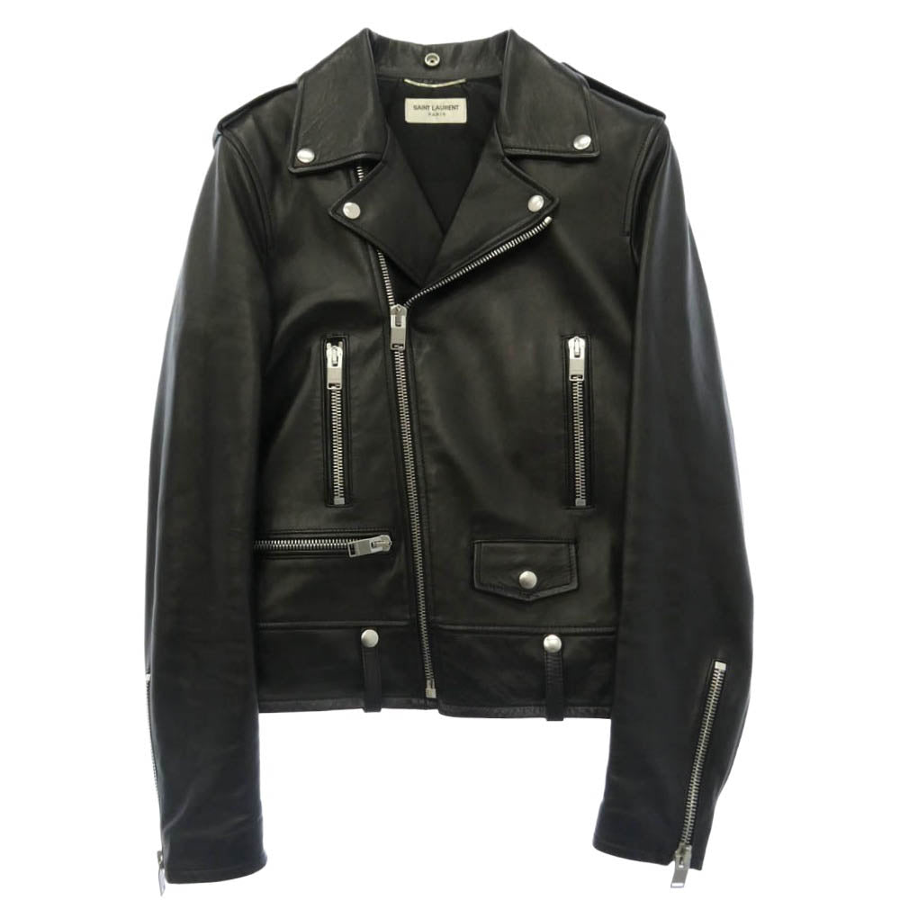 SAINT LAURENT サンローラン 397290 Y5YA1 国内正規品 エディ期 ラムレザー 羊革 L01 クラシック モーターサイクル ダブル ライダース レザー ジャケット ブラック系 44【中古】