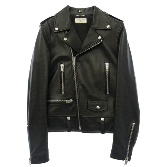SAINT LAURENT サンローラン 397290 Y5YA1 国内正規品 エディ期 ラムレザー 羊革 L01 クラシック モーターサイクル ダブル ライダース レザー ジャケット ブラック系 44【中古】